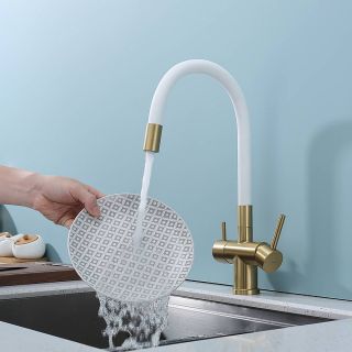 Смеситель для кухни Splenka S70.64.03 с подключением фильтра золотой сатин